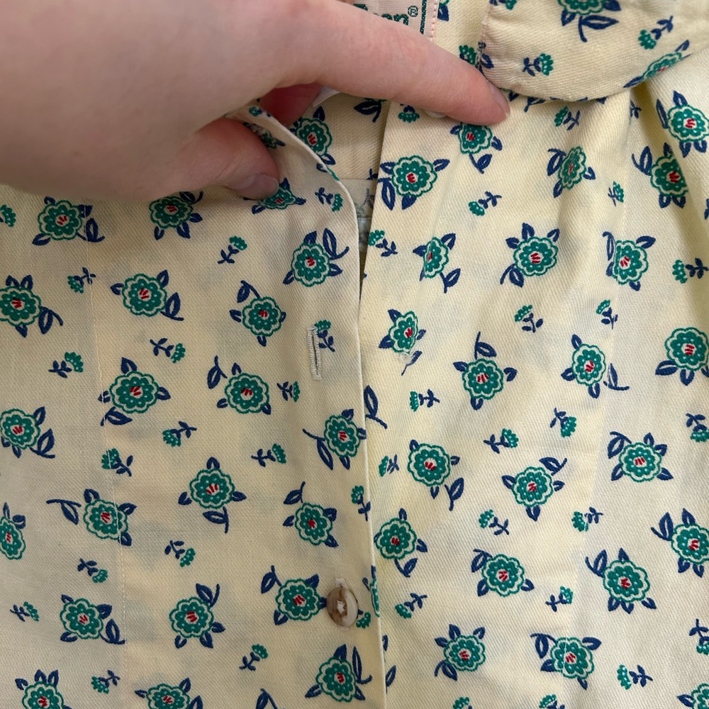 Vintage‎ L.L. Bean Yellow Floral Button Up Shirt Cotton Size 14 Made in USA - Picture 3 of 6